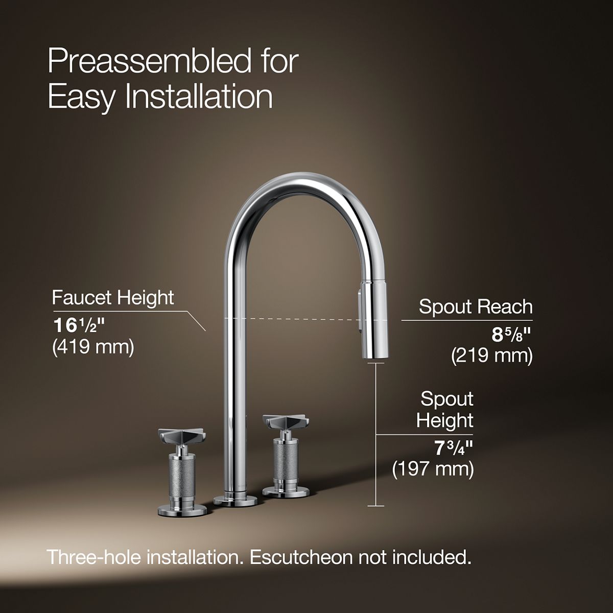 3/4 view of product with dimensions