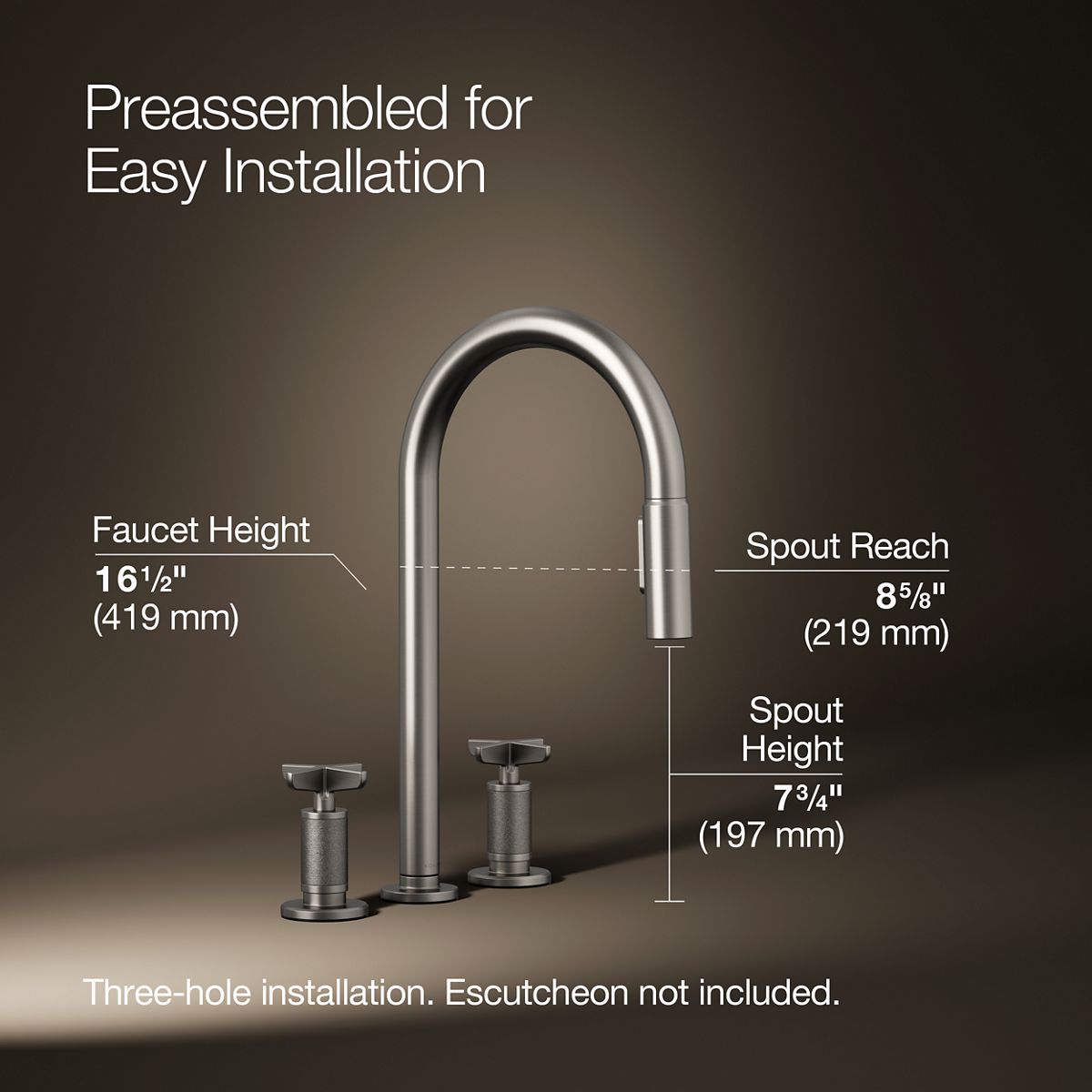 3/4 view of product with dimensions
