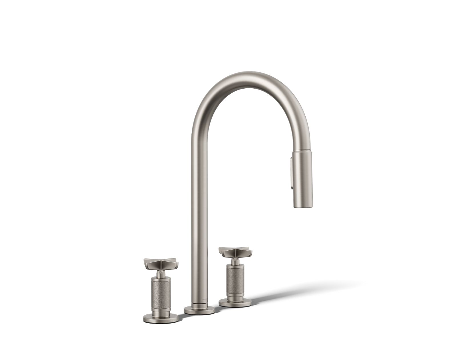 Billet Pull-down kitchen sink faucet with two-function sprayhead