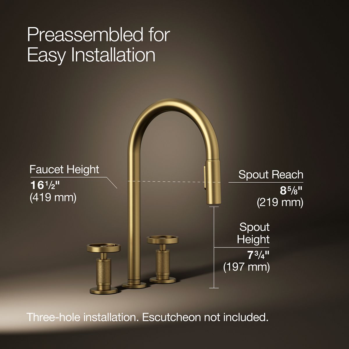 3/4 view of product with dimensions