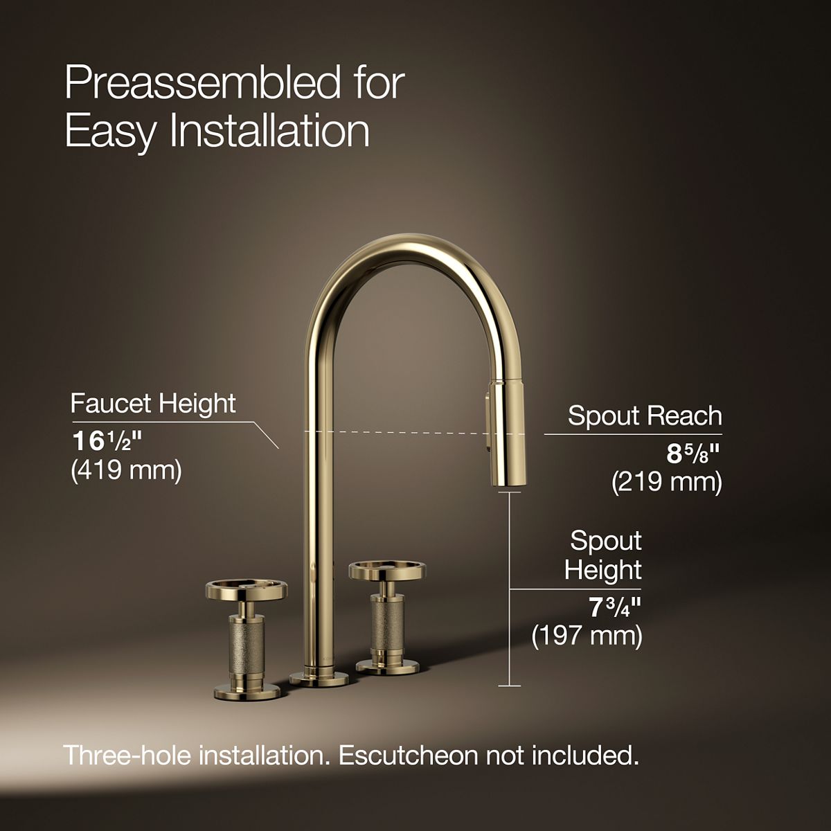 3/4 view of product with dimensions