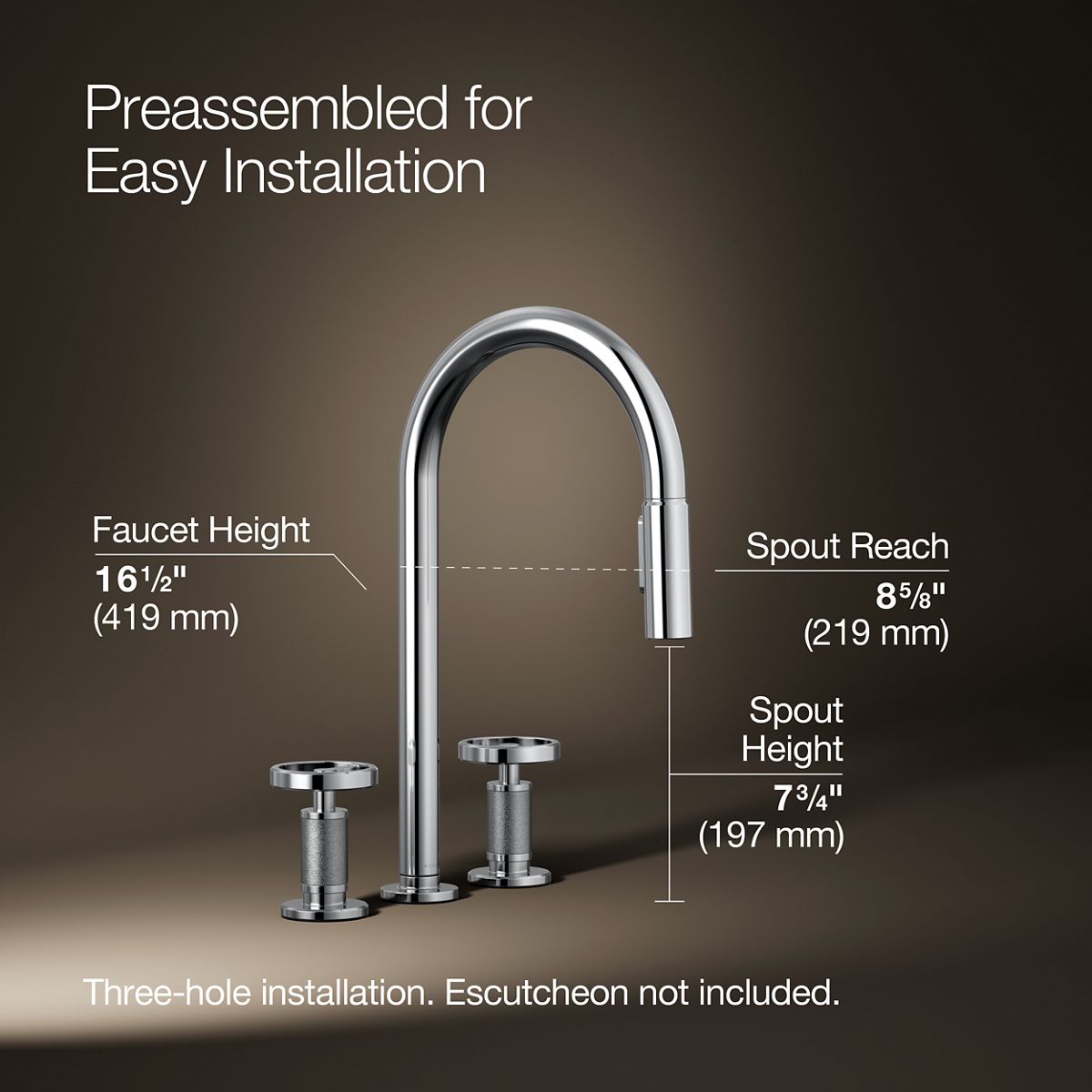 3/4 view of product with dimensions