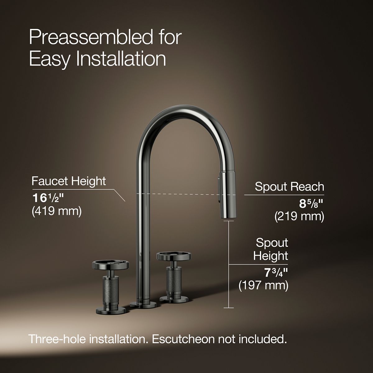 3/4 view of product with dimensions