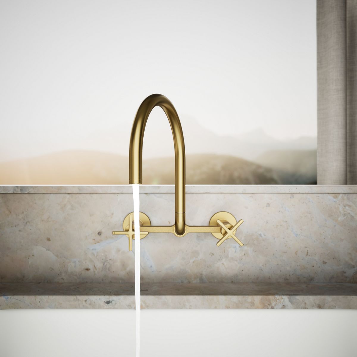 Billet Two-Hole Wall-Mount Bridge Faucet | K-28672-3 | KOHLER
