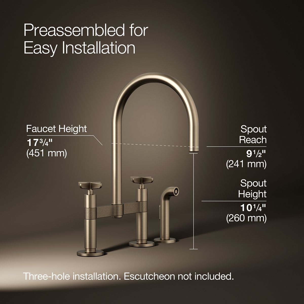 3/4 view of product with dimensions