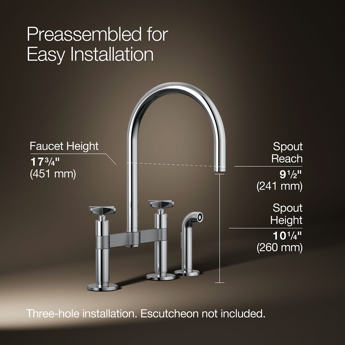 3/4 view of product with dimensions