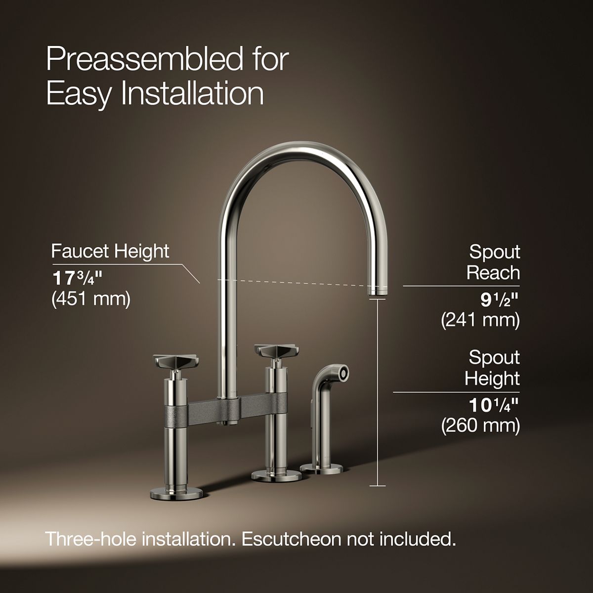 3/4 view of product with dimensions