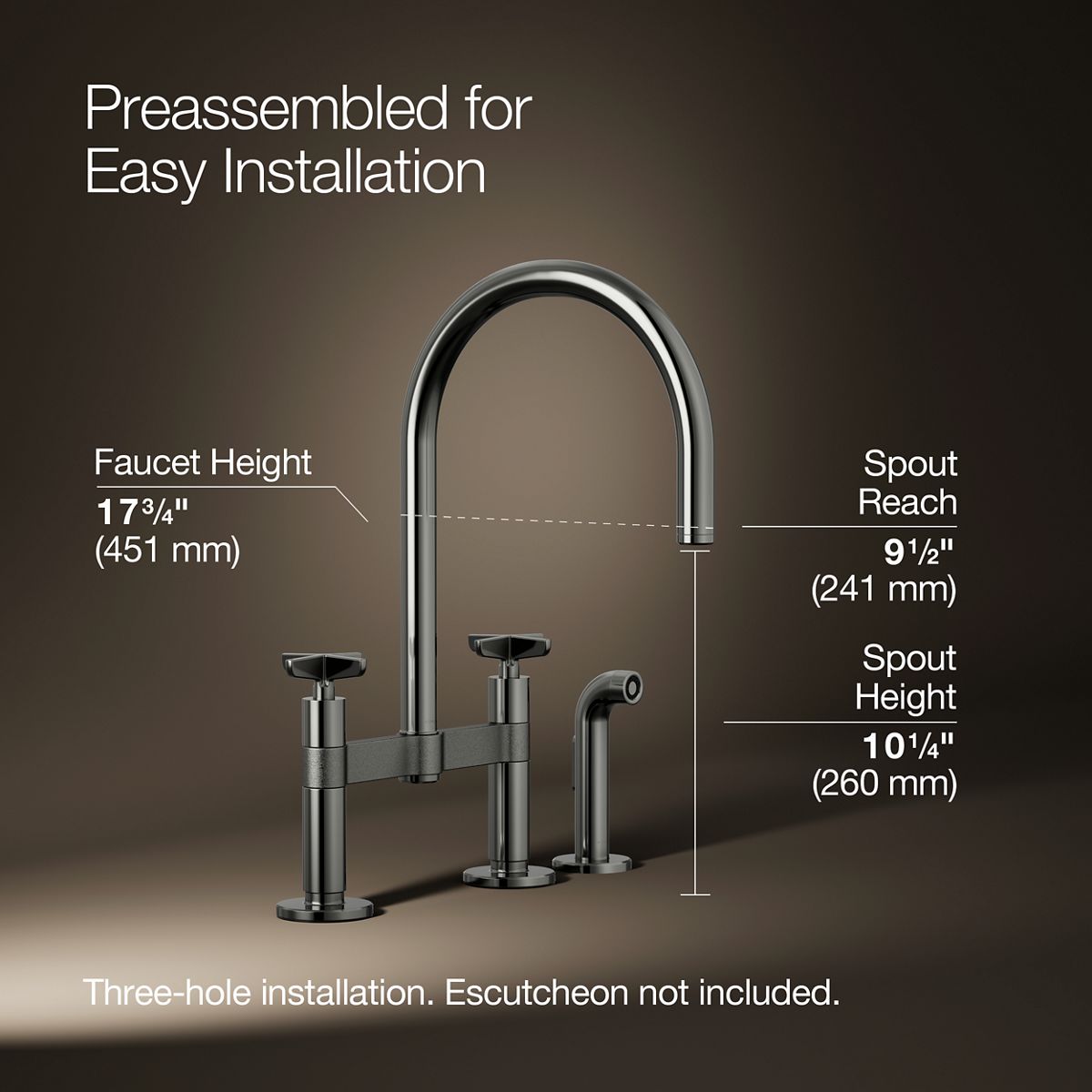 3/4 view of product with dimensions
