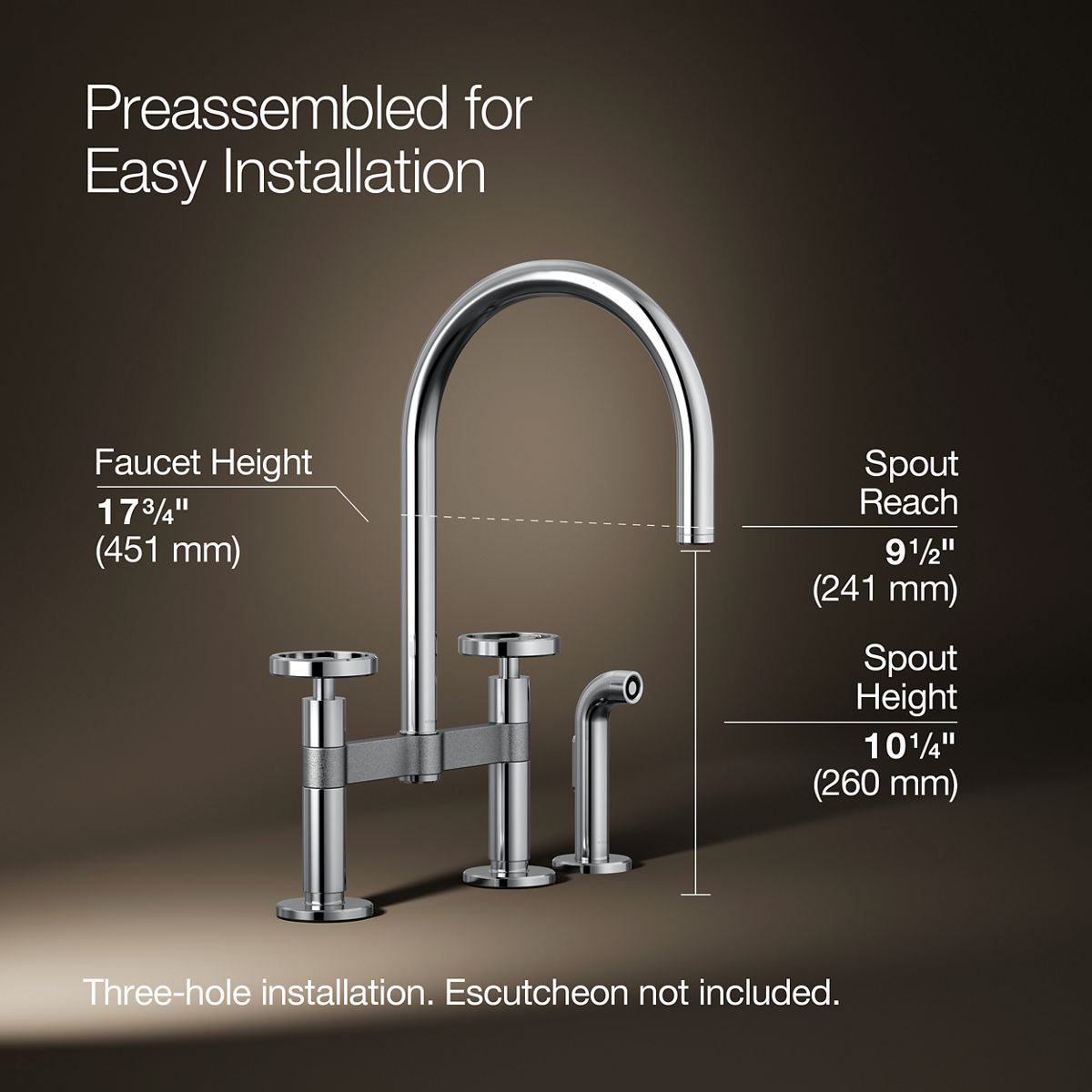 3/4 view of product with dimensions