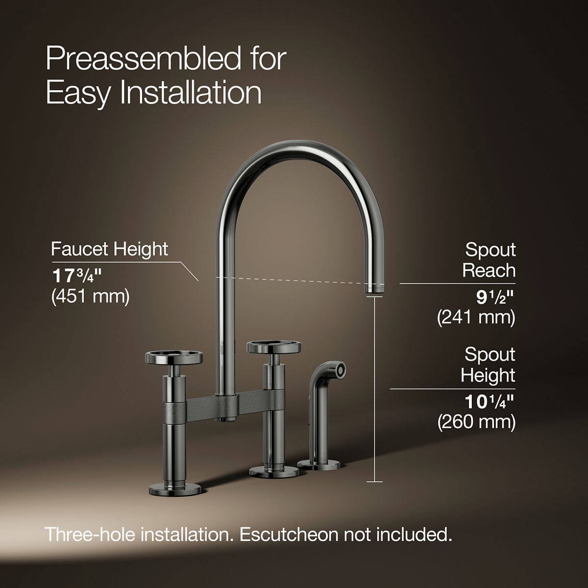 3/4 view of product with dimensions