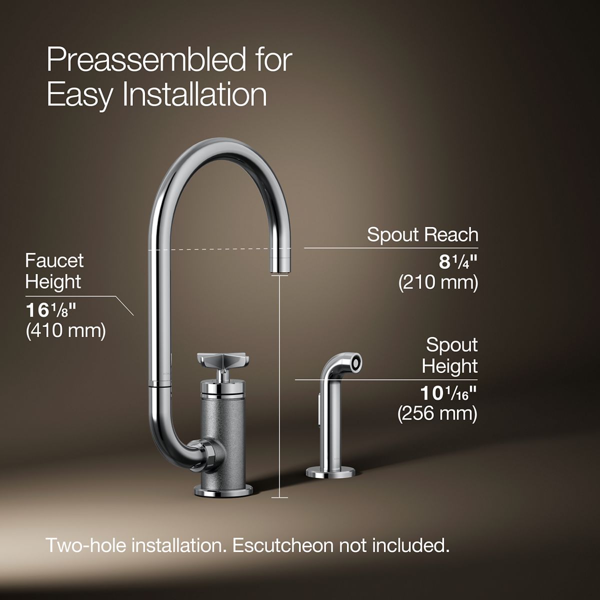 3/4 view of product with dimensions
