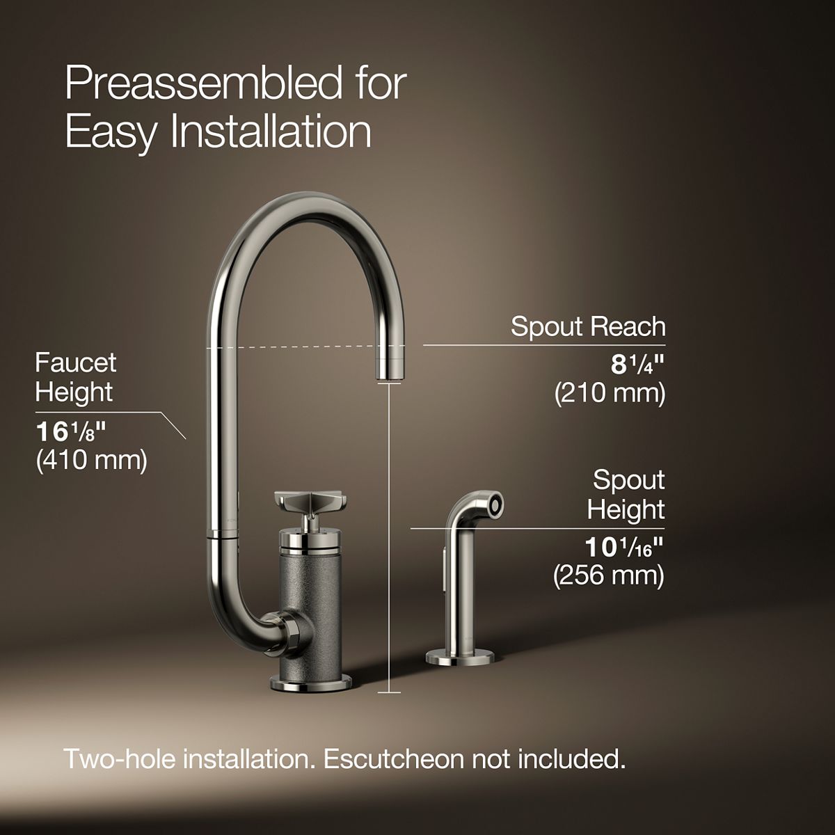 3/4 view of product with dimensions