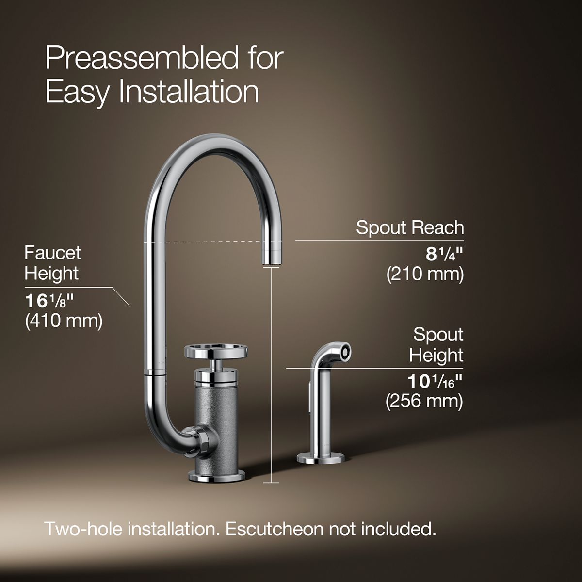 3/4 view of product with dimensions