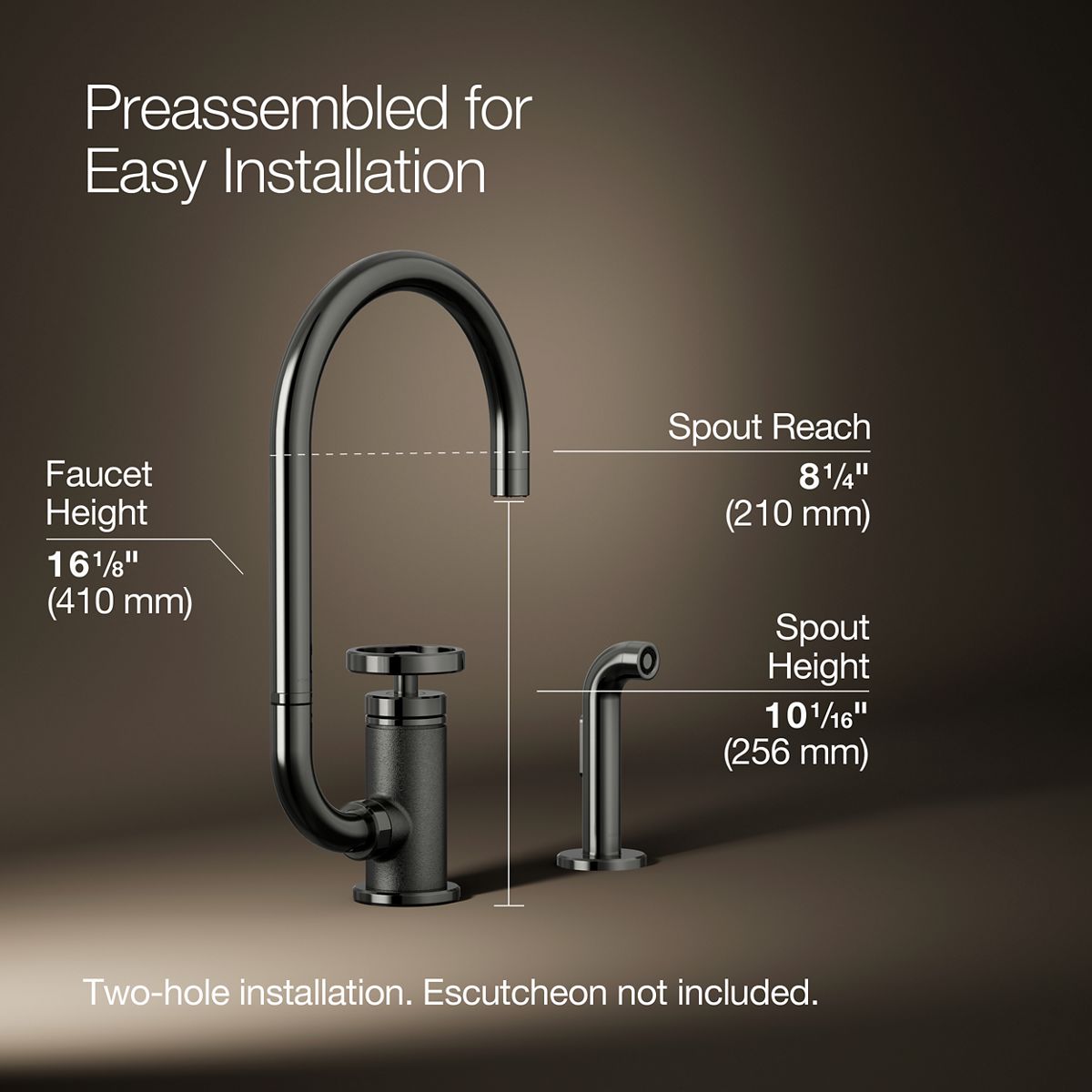 3/4 view of product with dimensions