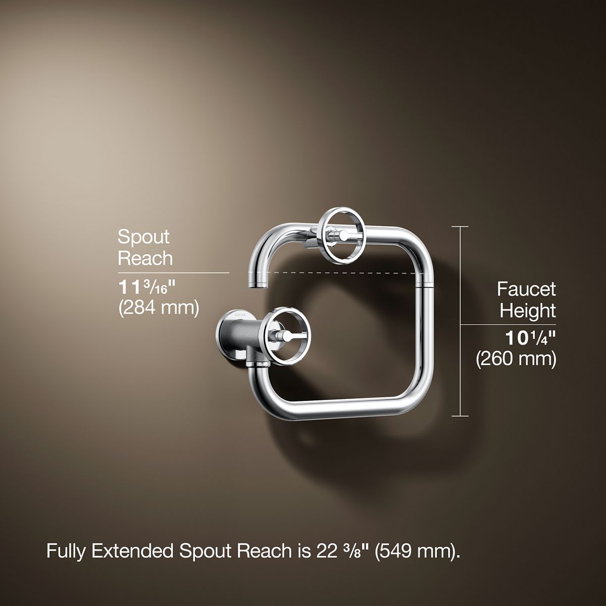 3/4 view of product with dimensions