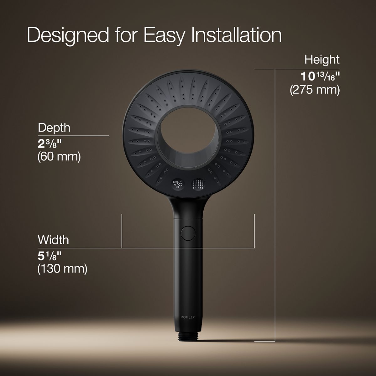 3/4 view of product with dimensions