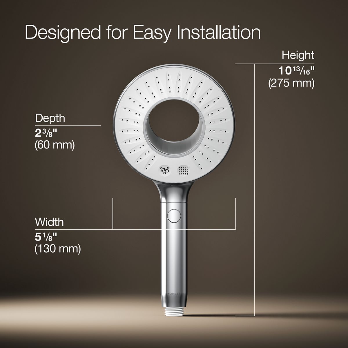 3/4 view of product with dimensions