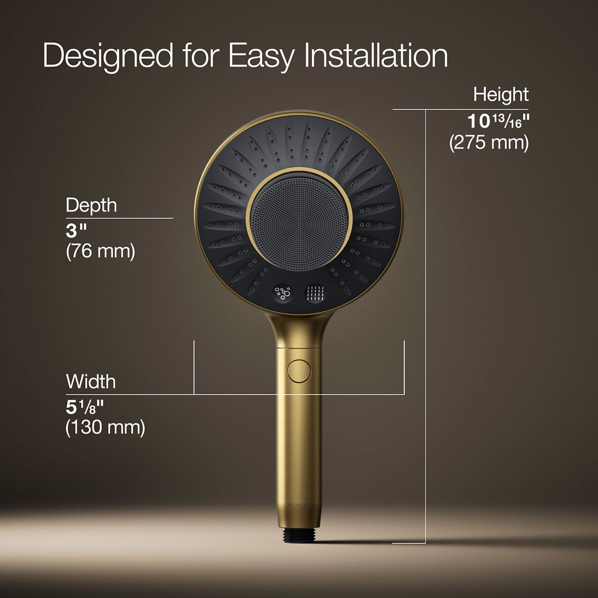3/4 view of product with dimensions