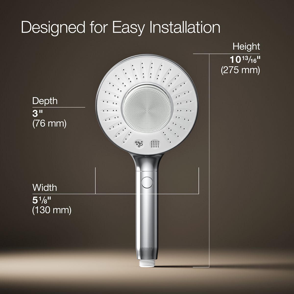 3/4 view of product with dimensions