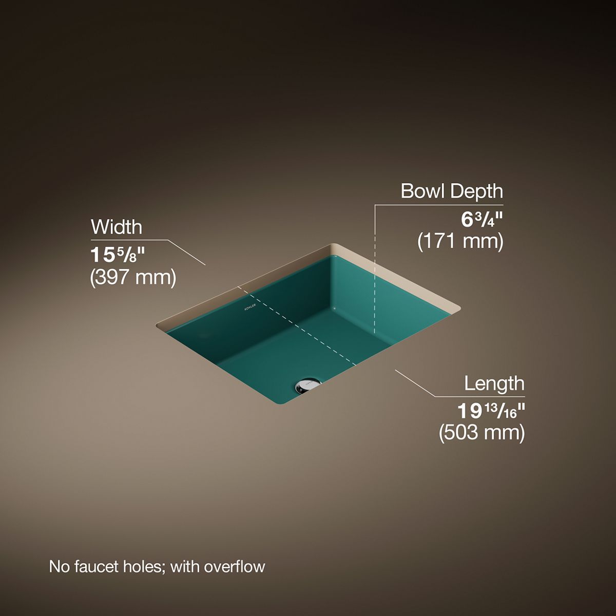 3/4 view of product with dimensions