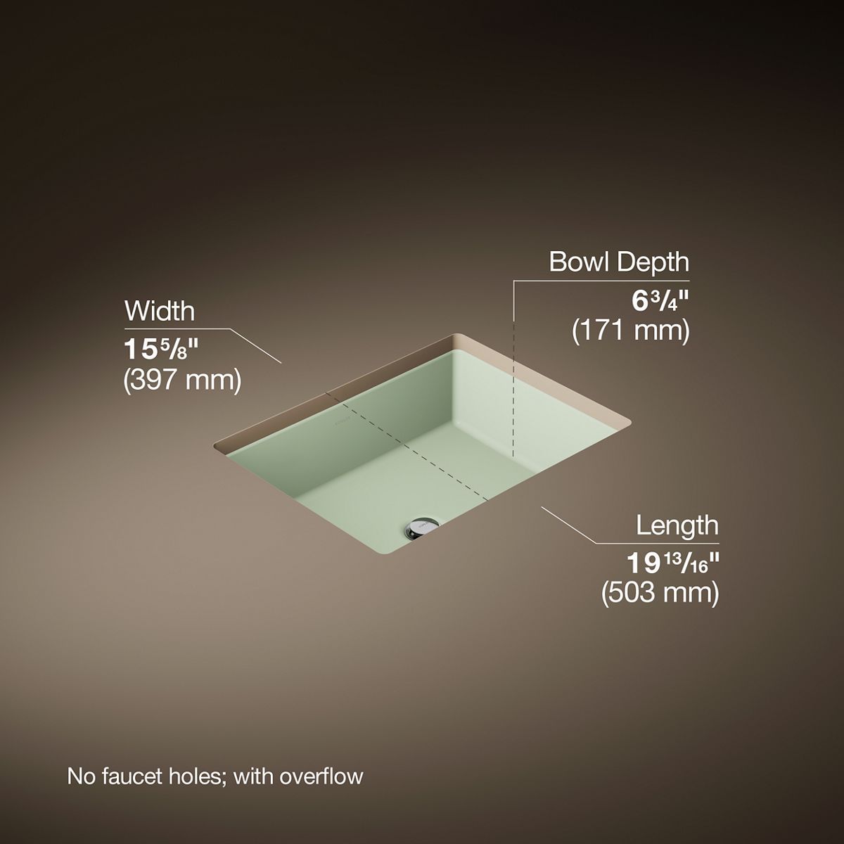 3/4 view of product with dimensions