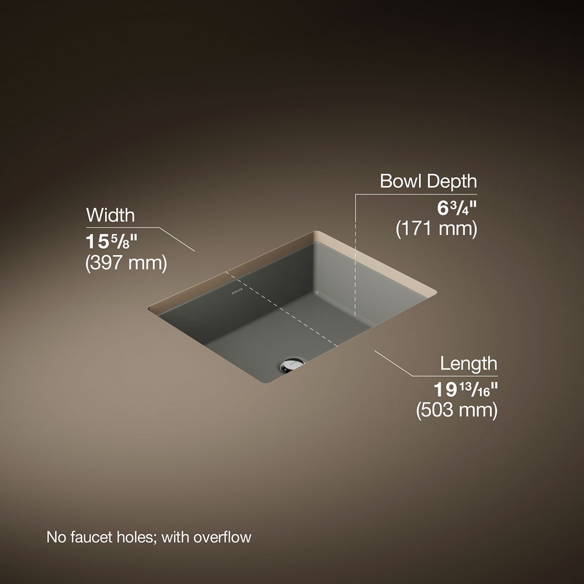 3/4 view of product with dimensions