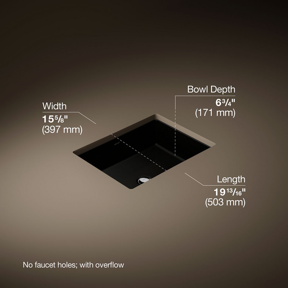 3/4 view of product with dimensions