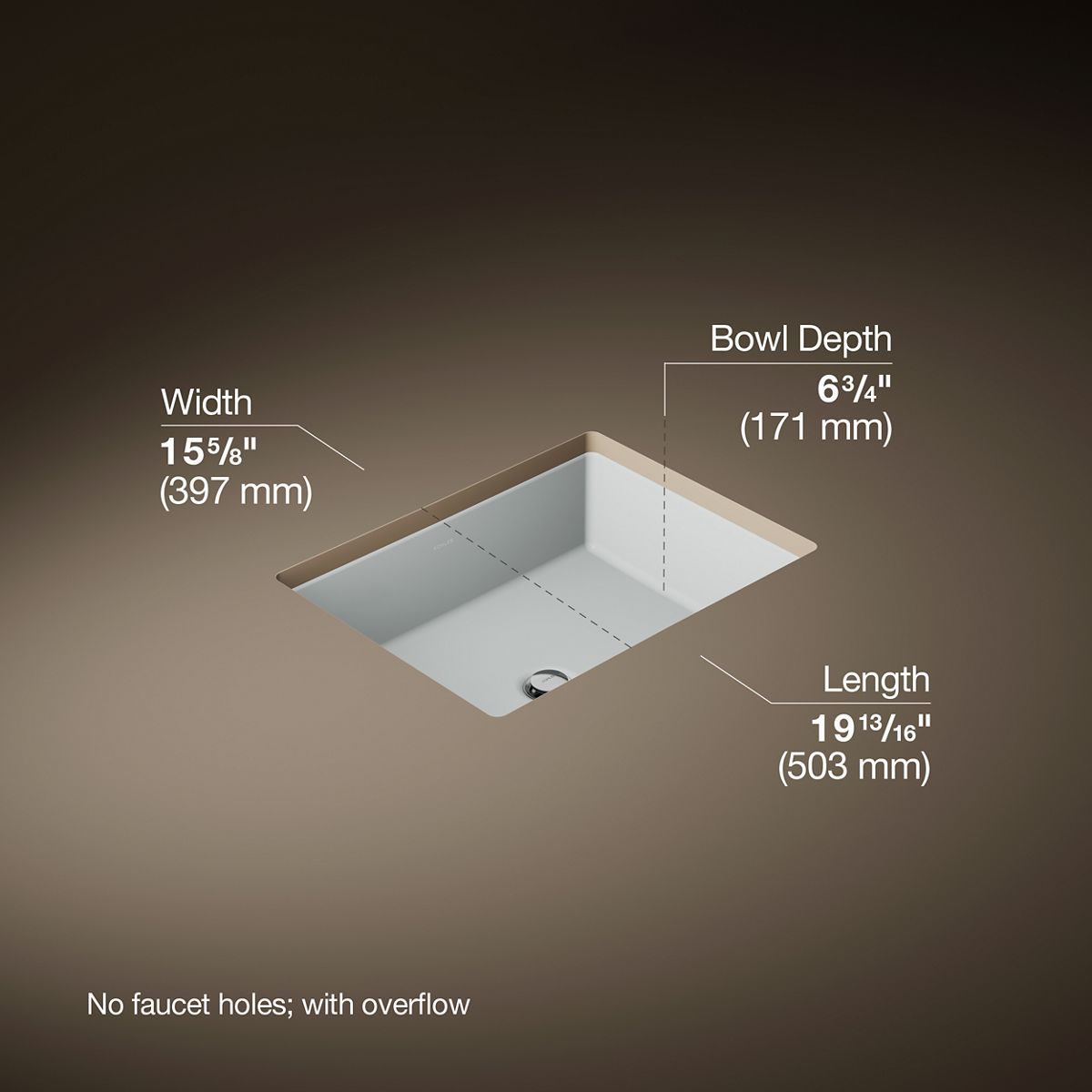 3/4 view of product with dimensions