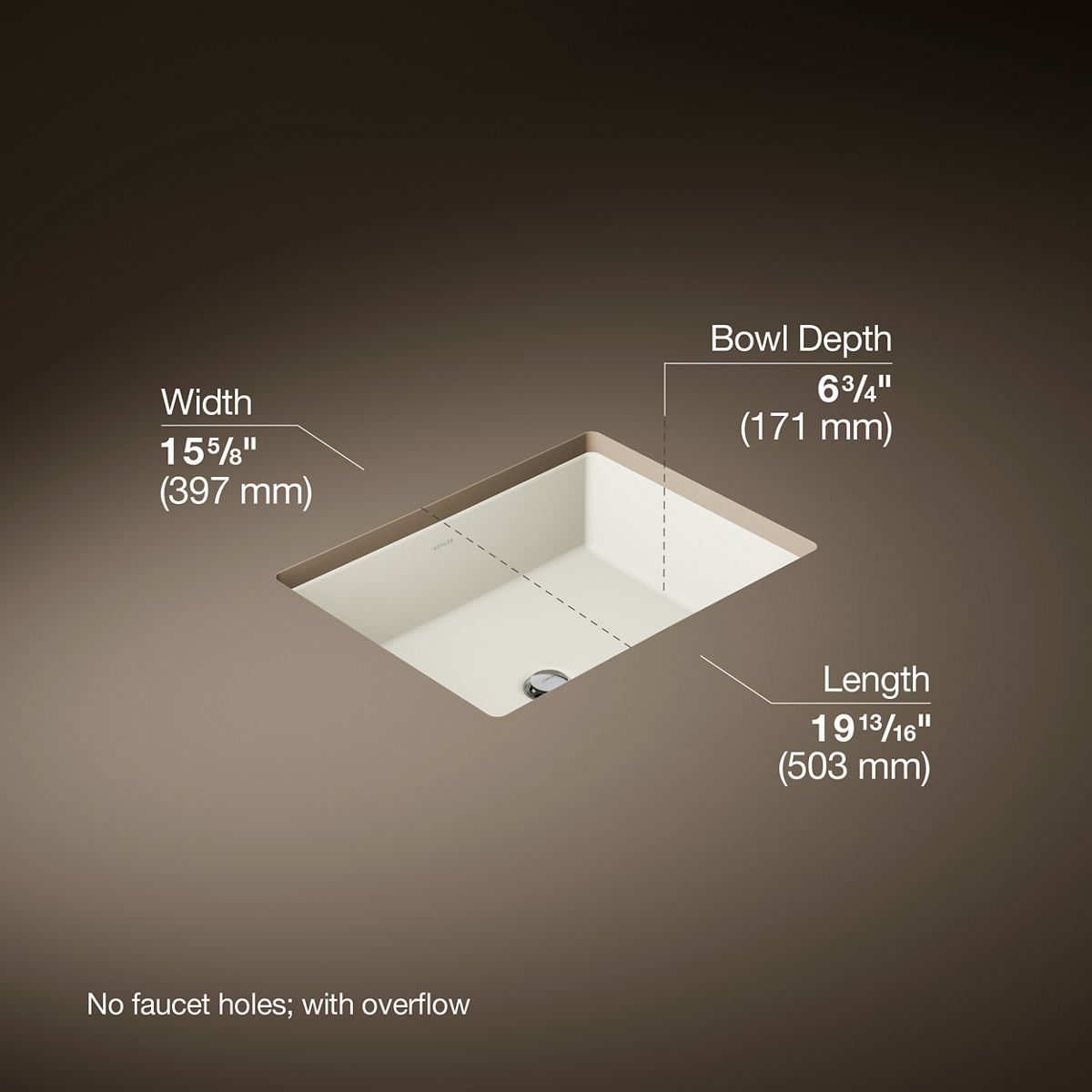 3/4 view of product with dimensions