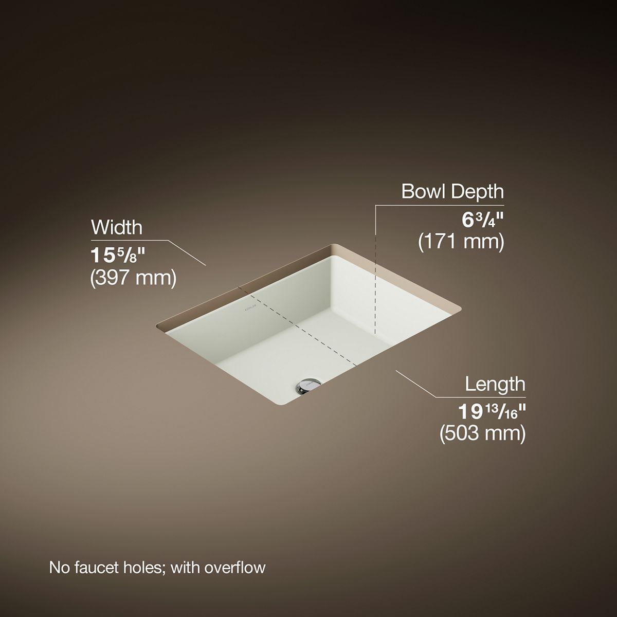 3/4 view of product with dimensions