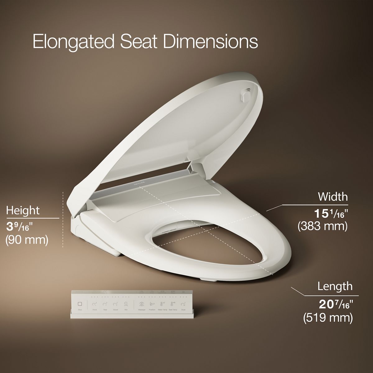 3/4 view of product with dimensions