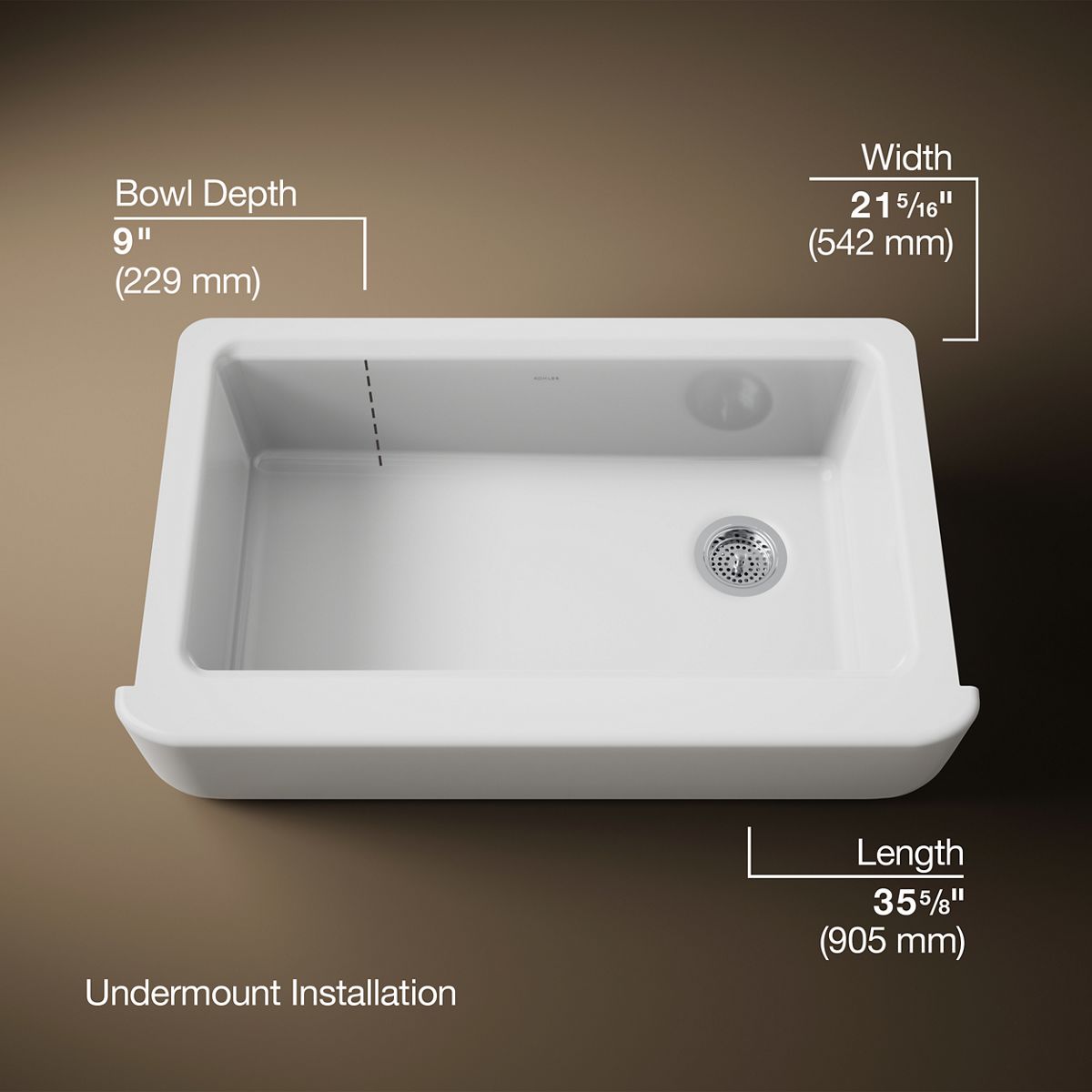 3/4 view of product with dimensions