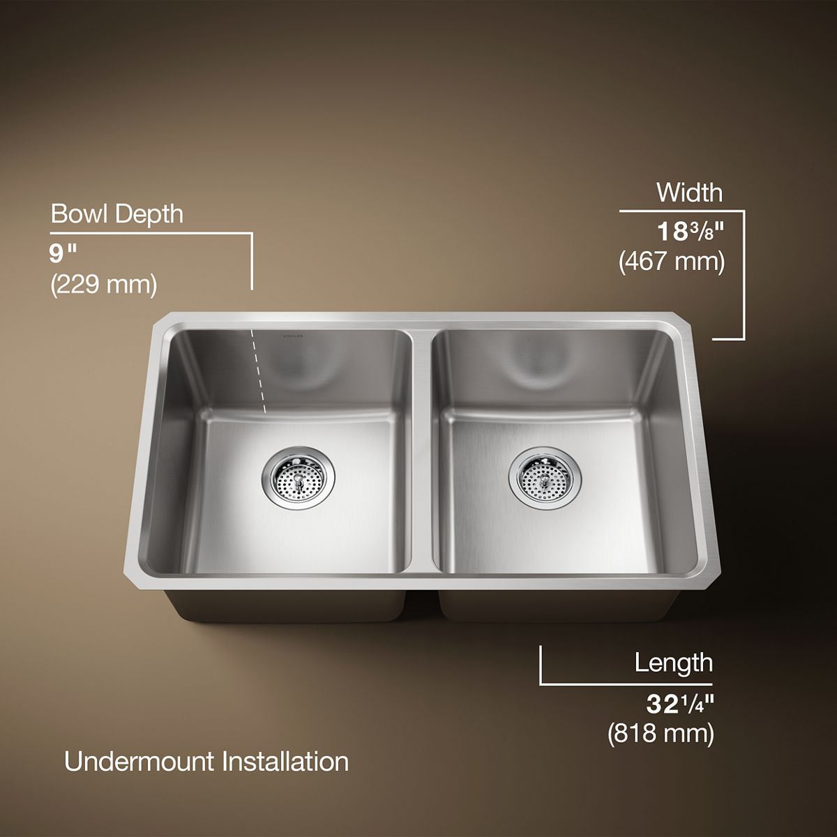 3/4 view of product with dimensions