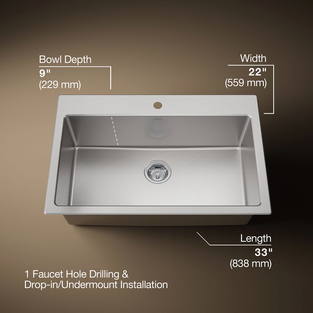 Bentham Accessorized Kitchen Sink | K-28902-1AC | KOHLER