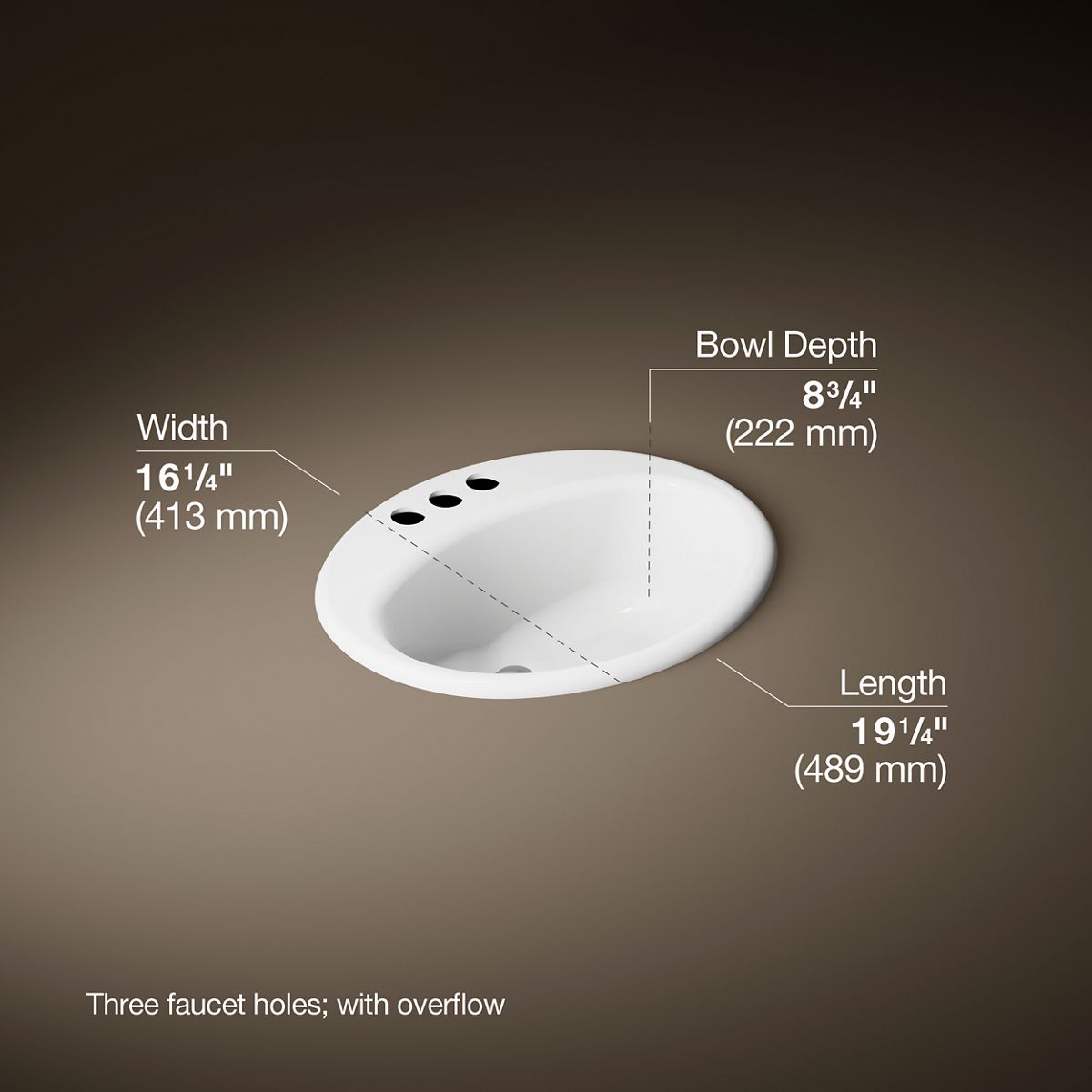 3/4 view of product with dimensions