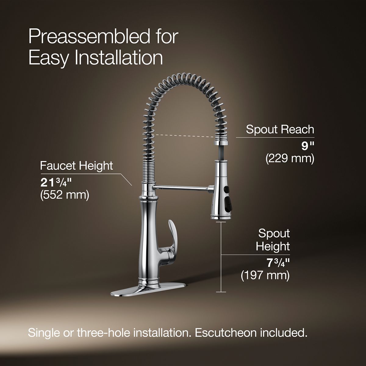 3/4 view of product with dimensions