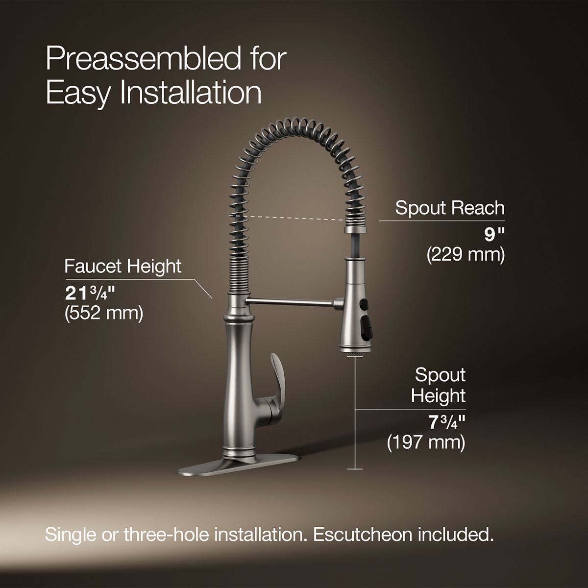 3/4 view of product with dimensions