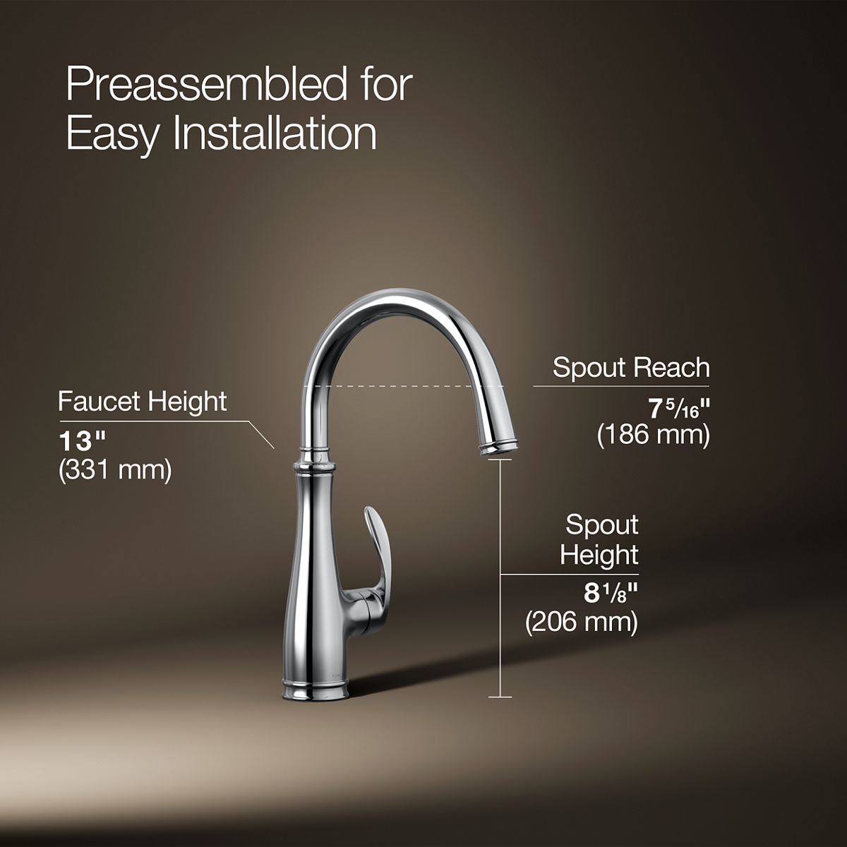 3/4 view of product with dimensions