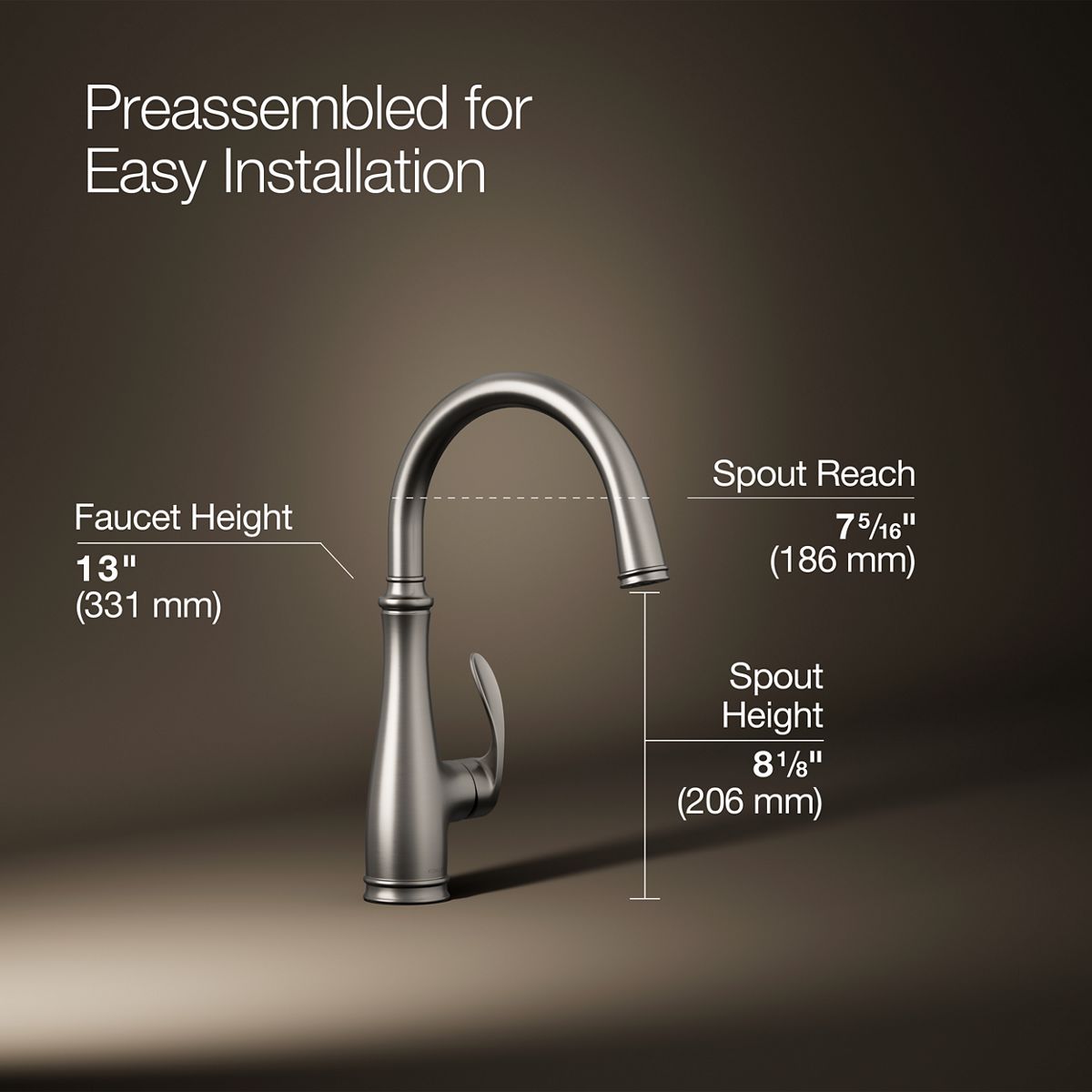 3/4 view of product with dimensions