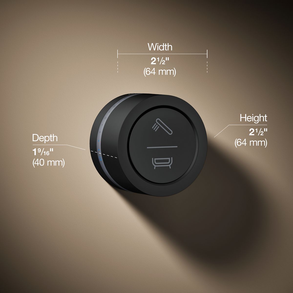 3/4 view of product with dimensions