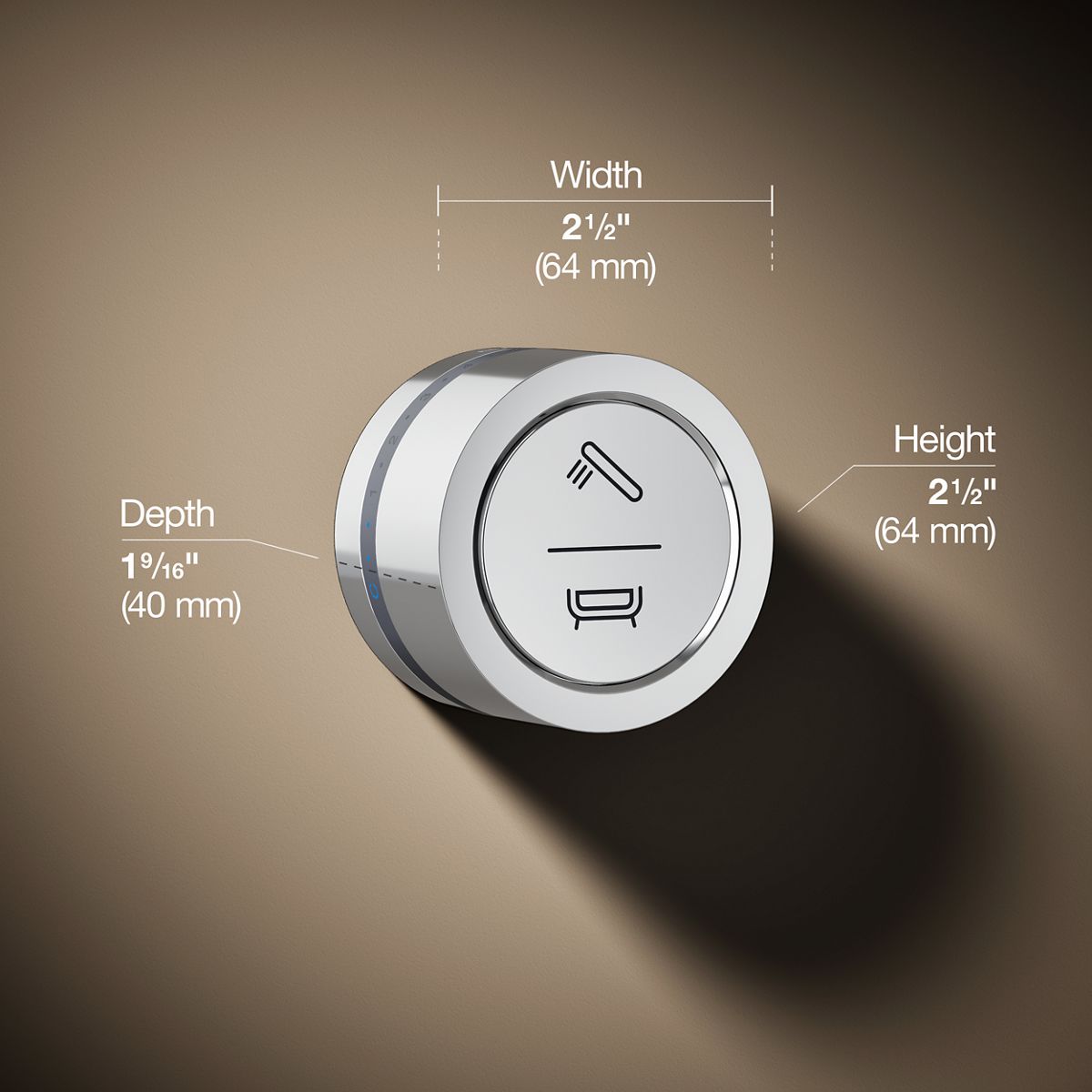 3/4 view of product with dimensions