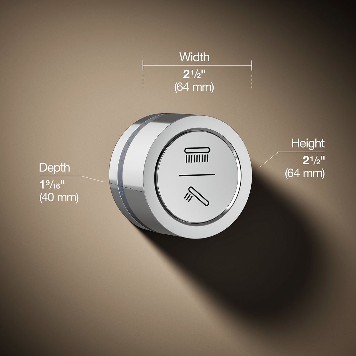 3/4 view of product with dimensions
