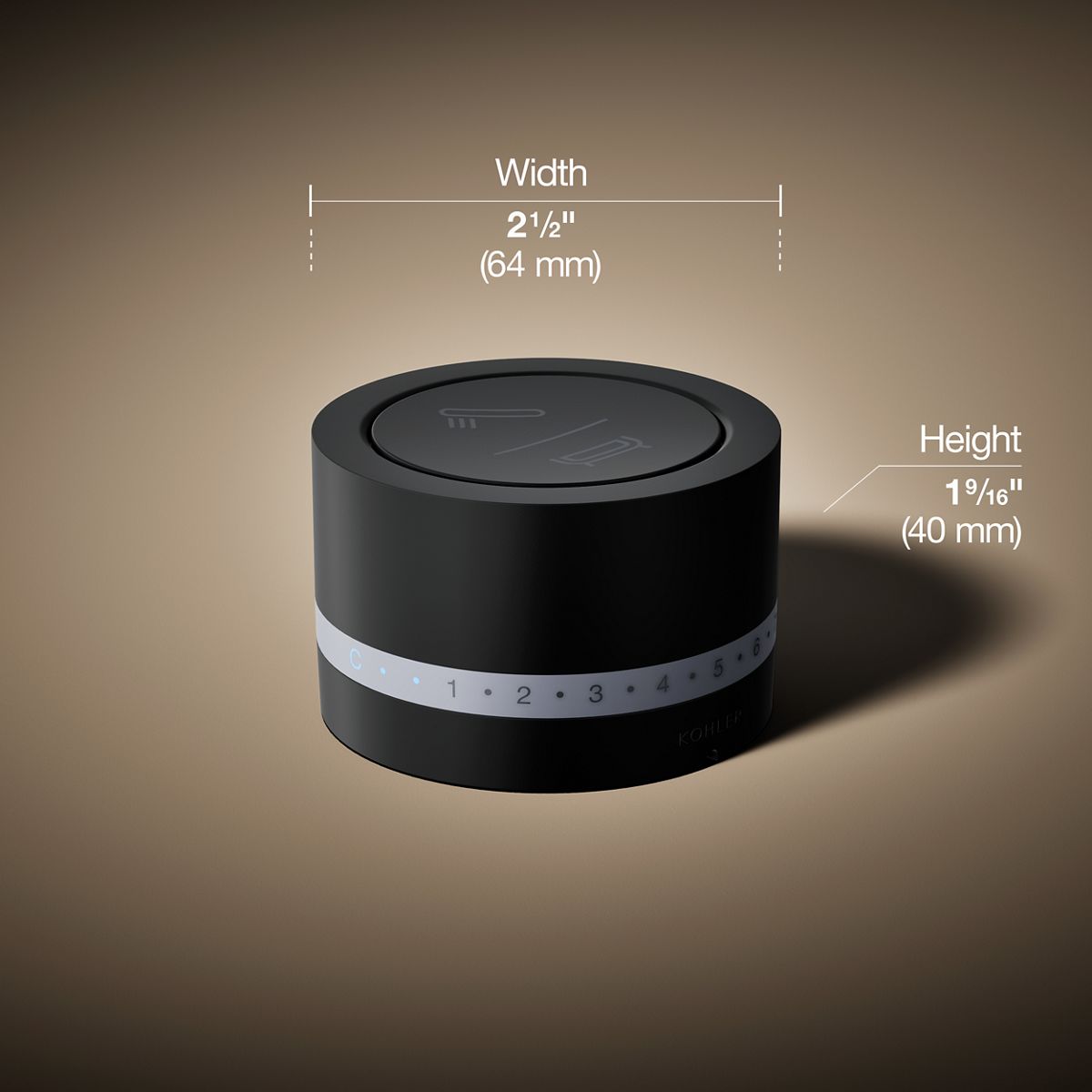 3/4 view of product with dimensions