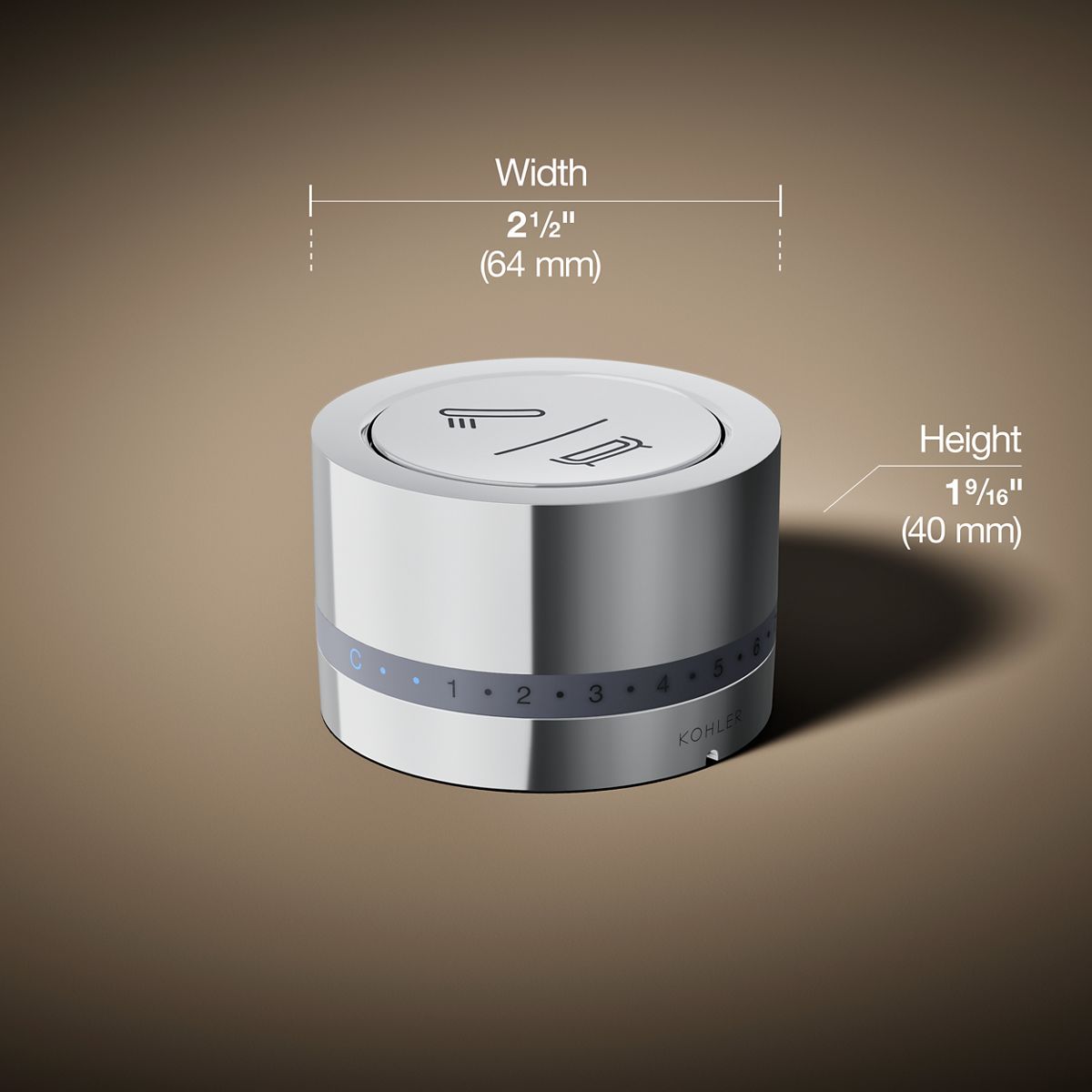 3/4 view of product with dimensions