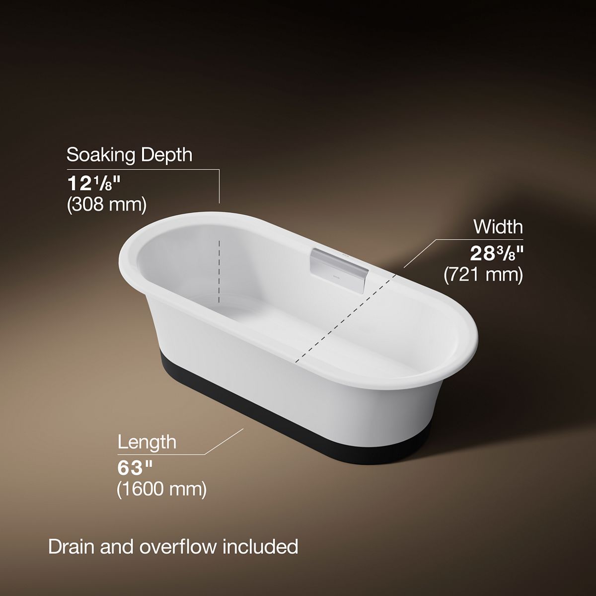 3/4 view of product with dimensions