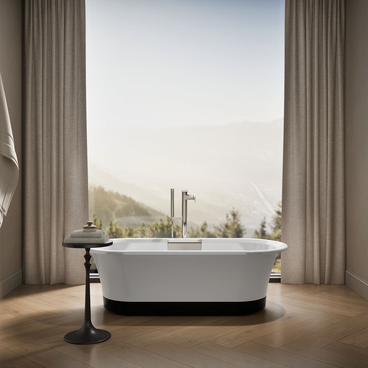 Up to 2 walls & multiple product categories visible, 1-point perspective