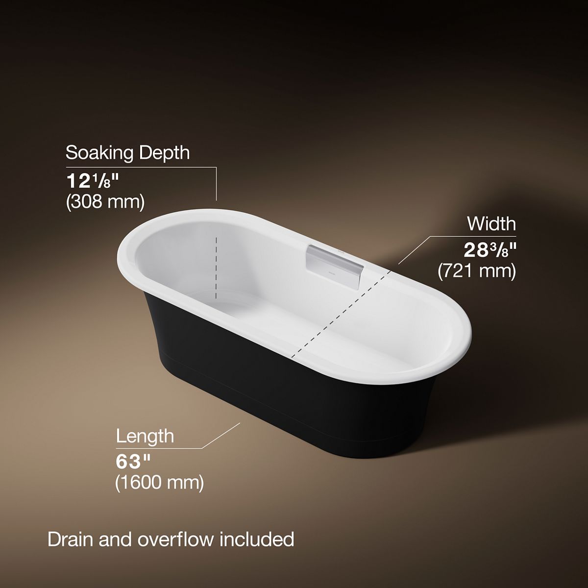 3/4 view of product with dimensions