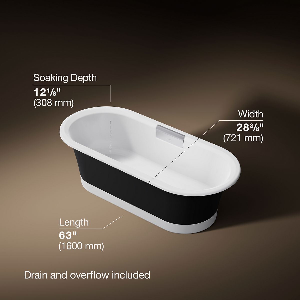 3/4 view of product with dimensions