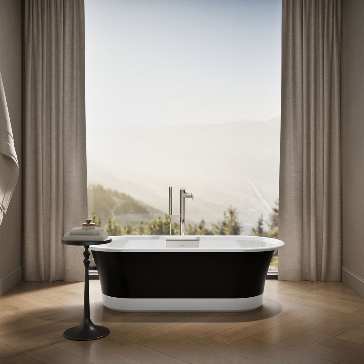 Up to 2 walls & multiple product categories visible, 1-point perspective