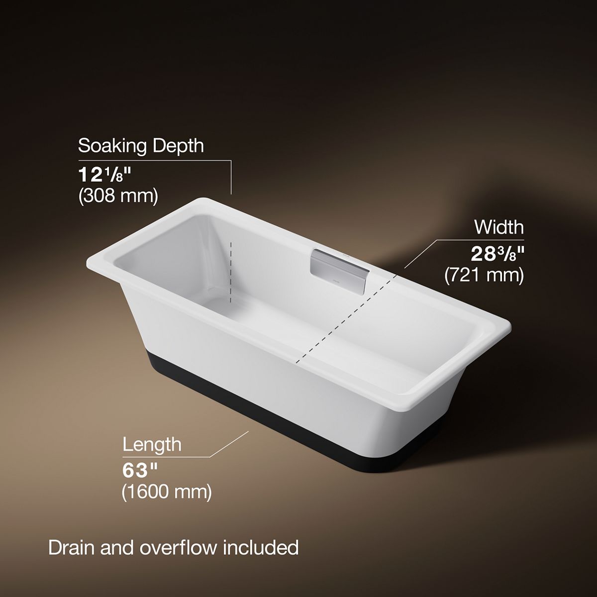 3/4 view of product with dimensions